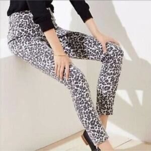 LOFT leopard print curvy skinny ankle jeans 6/28